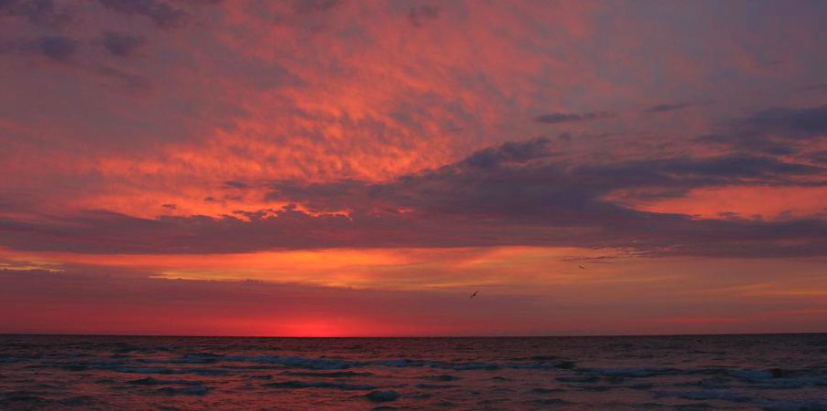 December Sunrise with pinks and oranges on Pensacola Beach, Florida