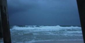 Choppy winter surf West side of the Pensacola Beach Gulf Pier